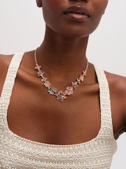 Mood Gold Tone Multi Coloured Floral Statement Necklace - Image 2 of 3