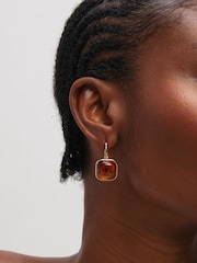 Mood Gold Tone Square Resin Drop Earrings - Image 2 of 3