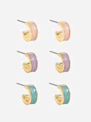 Mood Gold Tone Pastel Hoop Earrings Pack of 3 - Image 1 of 1