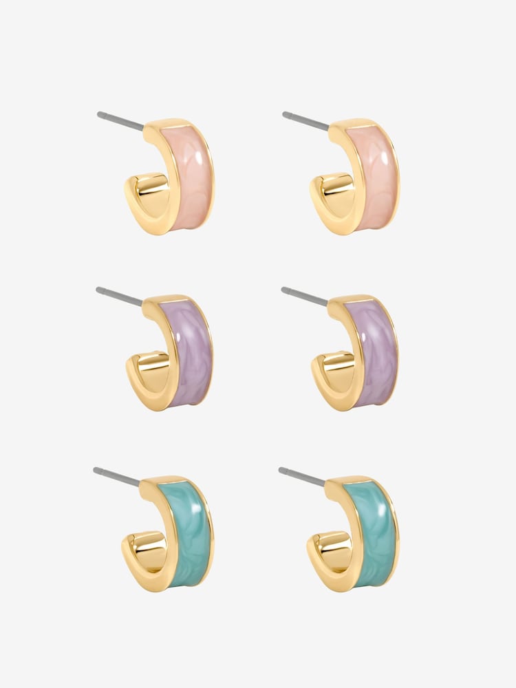 Mood Gold Tone Pastel Hoop Earrings Pack of 3 - Image 1 of 1
