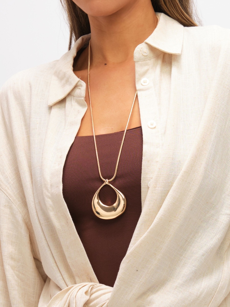 Mood Gold Tone Polished Long Open Drop Pendant - Image 2 of 3 Mood Gold Tone Polished Long Open Drop Pendant - Image 2 of 3