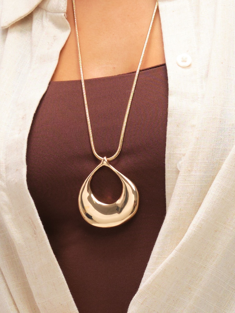 Mood Gold Tone Polished Long Open Drop Pendant - Image 3 of 3 Mood Gold Tone Polished Long Open Drop Pendant - Image 3 of 3