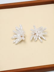 Mood Gold Tone Statement Pearl Floral Earrings - Image 1 of 1