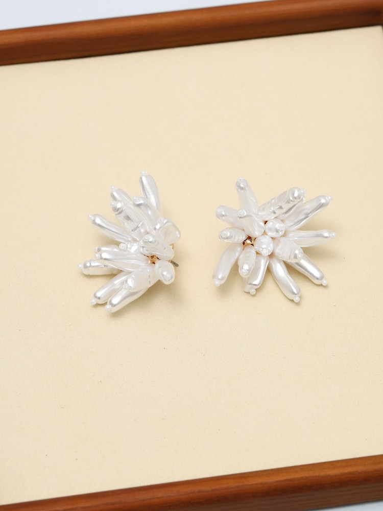 Mood Gold Tone Statement Pearl Floral Earrings - Image 1 of 1