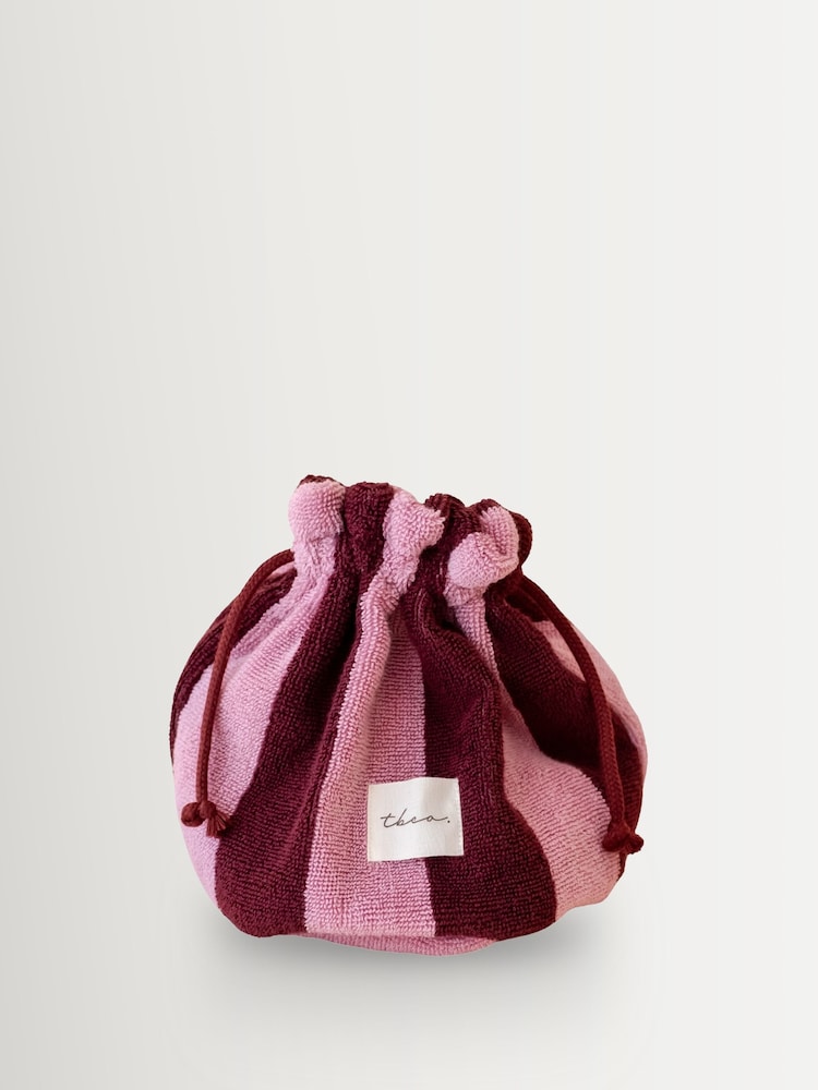 TBCo Burgundy Stripe Cotton Towelling Wash Bag - 圖片 1，共 1