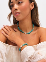Mood Gold Tone Turquoise and Pearl Beaded Set - Image 2 of 3