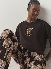Chocolate Brown Hamish The Highland Cow Short Sleeve Pyjamas - Image 1 of 8