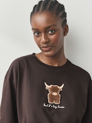 Chocolate Brown Hamish The Highland Cow Short Sleeve Pyjamas - Image 4 of 8