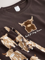 Chocolate Brown Hamish The Highland Cow Short Sleeve Pyjamas - Image 7 of 8
