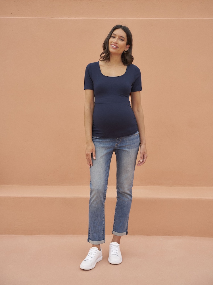 Seraphine Black/Navy Maternity & Nursing Short Sleeve Jersey Tops 2 Pack - Image 1 of 3