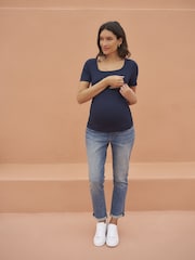 Seraphine Black/Navy Maternity & Nursing Short Sleeve Jersey Tops 2 Pack - Image 2 of 3