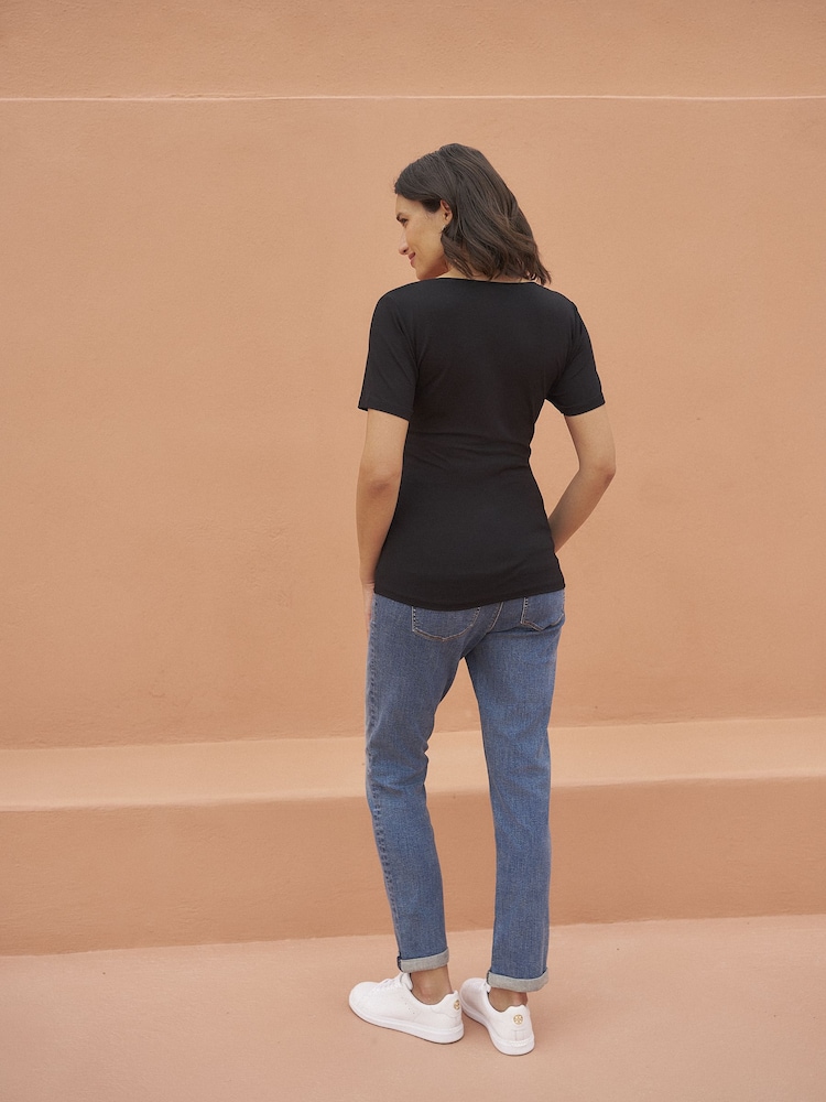 Seraphine Black/Navy Maternity & Nursing Short Sleeve Jersey Tops 2 Pack - Image 3 of 3