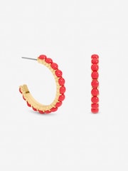 Mood Gold Tone Coral Bead Hoop Earrings - Image 1 of 3