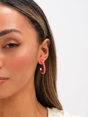 Mood Gold Tone Coral Bead Hoop Earrings - Image 2 of 3