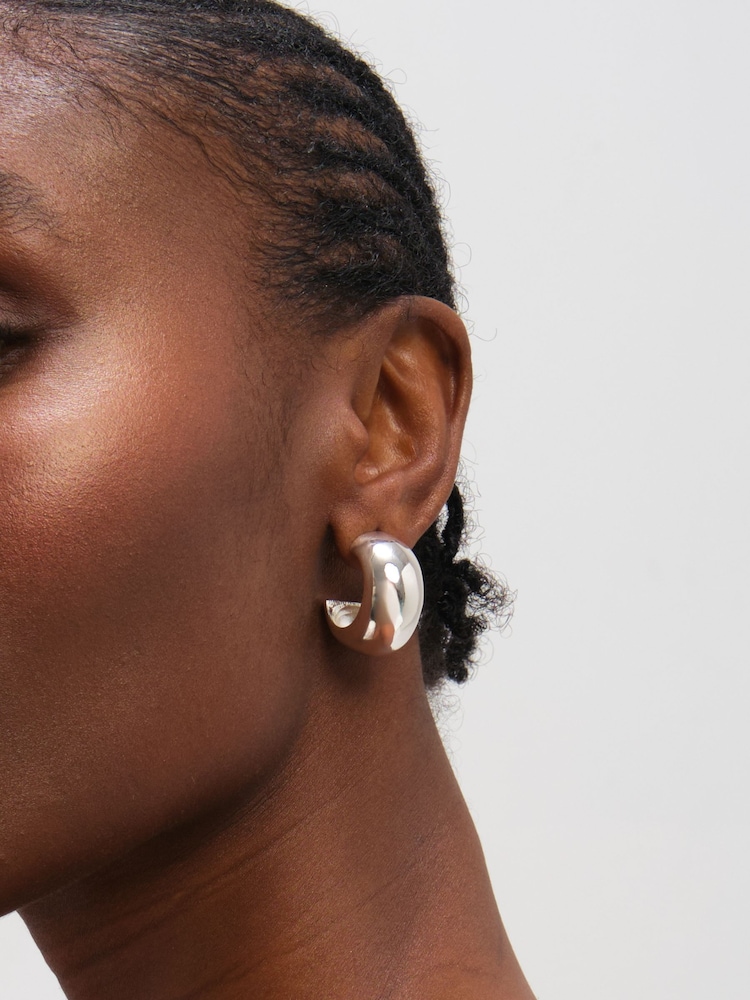 Mood Silver Tone Chubby Hoop Earrings - Image 1 of 2