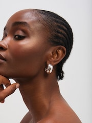 Mood Silver Tone Chubby Hoop Earrings - Image 2 of 2