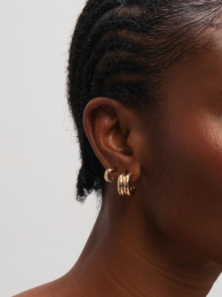 Mood Gold Tone Plated Hoops 3 Pack - Image 3 of 3