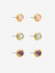 Mood Gold Tone Coral Stud Earrings 3 Pack - Image 1 of 3