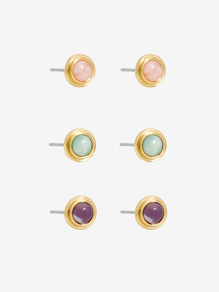 Mood Gold Tone Coral Stud Earrings 3 Pack - Image 1 of 3