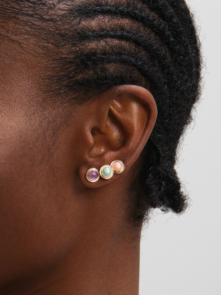 Mood Gold Tone Coral Stud Earrings 3 Pack - Image 3 of 3