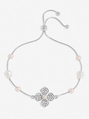 Mood Silver Tone Pearl Clover Bracelet - Image 3 of 3