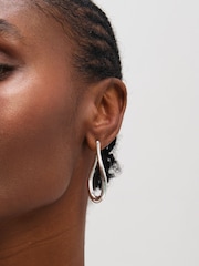 Mood Silver Tone Twist Hoop Earrings - Image 1 of 3