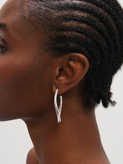 Mood Silver Tone Twist Hoop Earrings - Image 2 of 3