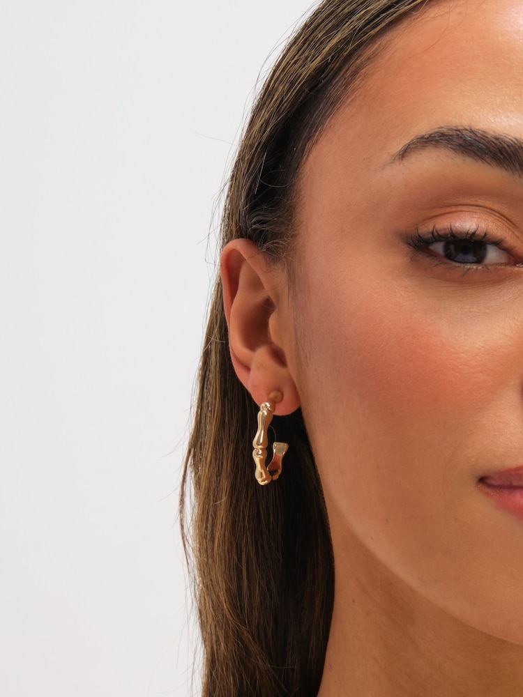 Mood Polished Bamboo Hoop Earrings - Εικόνα 2 από 3