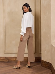 Marrón moca - Love & Roses Wide Leg Cropped Corduroy Trousers - Imagen 4 de 4