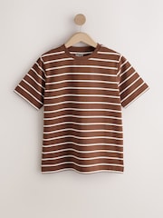 Brown/Pink/Ecru Stripe Heavyweight Basic T-Shirts 3 Pack - Image 8 of 10