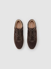 Reiss Chocolate Brown Grant Bonded-Leather Lightweight Runner Trainers - Image 3 of 5