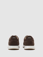 Reiss Chocolate Brown Grant Bonded-Leather Lightweight Runner Trainers - Image 4 of 5