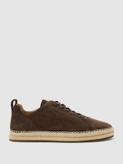 Reiss Brown Cade Suede Espadrille Lace-Up Trainers - Image 2 of 5
