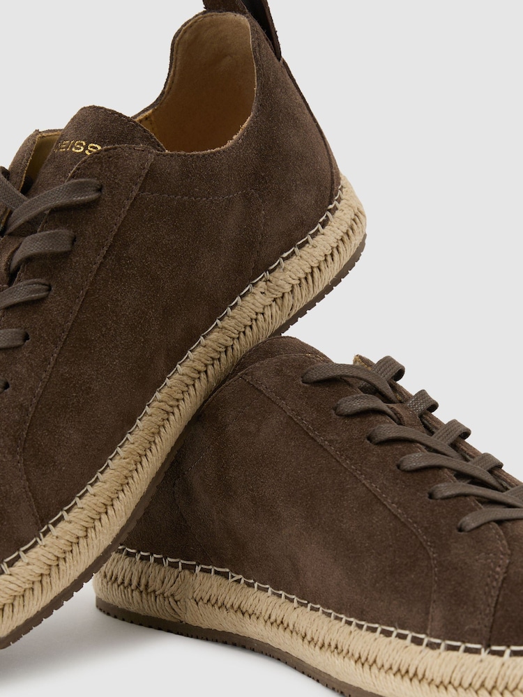 Reiss Brown Cade Suede Espadrille Lace-Up Trainers - Image 5 of 5 Reiss Brown Cade Suede Espadrille Lace-Up Trainers - Image 5 of 5