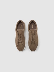 Reiss Camel Brown Jenson Suede Suede Hidden-Lace Trainers - Image 3 of 5