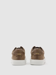 Reiss Camel Brown Jenson Suede Suede Hidden-Lace Trainers - Image 4 of 5