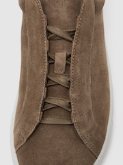 Reiss Camel Brown Jenson Suede Suede Hidden-Lace Trainers - Image 5 of 5