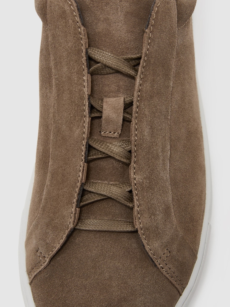 Reiss Camel Brown Jenson Suede Suede Hidden-Lace Trainers - Image 5 of 5