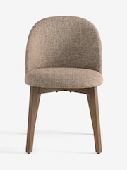 Set of 2 Textured Boucle Weave Dark Natural Dark Wood Leg Preston Dining Chairs - Image 2 of 9