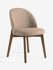Set of 2 Textured Boucle Weave Dark Natural Dark Wood Leg Preston Dining Chairs - Image 3 of 9