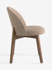 Set of 2 Textured Boucle Weave Dark Natural Dark Wood Leg Preston Dining Chairs - Image 5 of 9