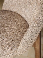 Set of 2 Textured Boucle Weave Dark Natural Dark Wood Leg Preston Dining Chairs - Image 7 of 9