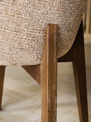 Set of 2 Textured Boucle Weave Dark Natural Dark Wood Leg Preston Dining Chairs - Image 8 of 9