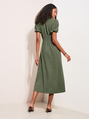 Khakigrün - Friends Like These Kurzärmeliges Midi-Hemdkleid - Bild 2 von 4