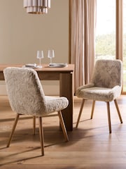 Set of 2 Oslo Faux Fur Mink Brown Dark Wood Leg Hamilton Dining Chairs - Image 1 of 8