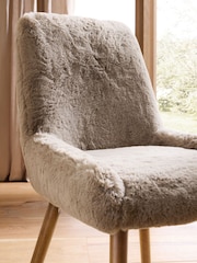 Set of 2 Oslo Faux Fur Mink Brown Dark Wood Leg Hamilton Dining Chairs - Image 2 of 8