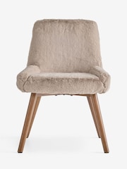 Set of 2 Oslo Faux Fur Mink Brown Dark Wood Leg Hamilton Dining Chairs - Image 4 of 8