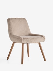 Set of 2 Oslo Faux Fur Mink Brown Dark Wood Leg Hamilton Dining Chairs - Image 5 of 8