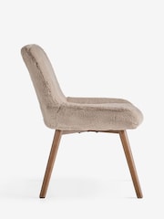 Set of 2 Oslo Faux Fur Mink Brown Dark Wood Leg Hamilton Dining Chairs - Image 6 of 8