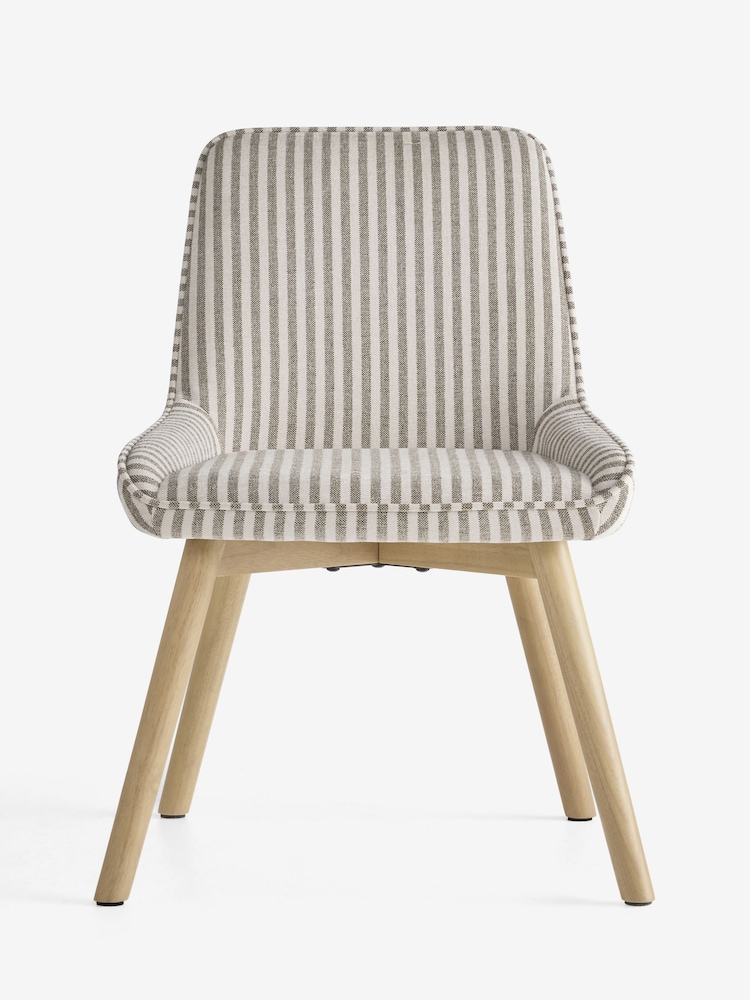 Set of 2 Chenille Stripe Moss Green Light Wood Leg Hamilton Dining Chairs - Image 2 of 8